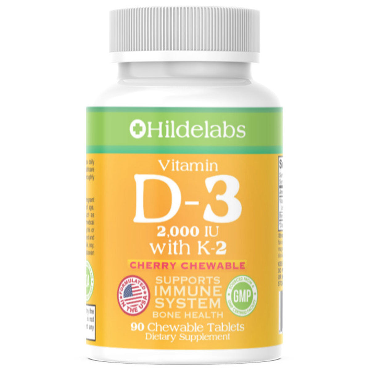 Vitamin D3 2000 IU with Vitamin K2 Chewable Cherry Flavored 90ct
