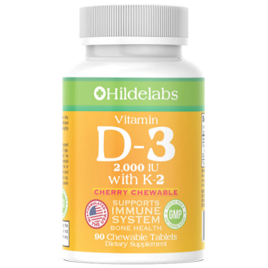 Vitamin D3 2000 IU with Vitamin K2 Chewable Cherry Flavored 90ct